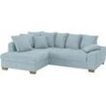 Ecksofa MR. COUCH "Nikita II, L-Form", blau, B:243cm H:88cm T:190cm, Stripes (92% Polyester / 8% Nylon), Sofas, Wahlweise mit Kaltschaum, EasyBett, Bettkasten