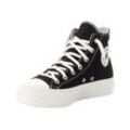 Sneaker CONVERSE "CHUCK TAYLOR ALL STAR LIFT PLATFORM EMBROIDERED CRYSTALS", Gr. 36, schwarz, wintage weiß, Textil, sportlich, Schuhe