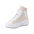 Sneaker CONVERSE "CHUCK TAYLOR ALL STAR MOVE PLATFORM COATED LEATHER", Gr. 37,5, desert sand, schwarz, weiß, Leder, sportlich, Schuhe