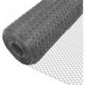 VOUNOT Drahtzaun Sechskantgeflecht, Maschendrahtzaun, 1x25m, Maschenweite 25mm, PVC-Beschichtet Grau