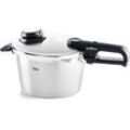 Schnellkochtopf FISSLER "vitavit premium Edelstahl Schnellkochtopf 4,5 L, Ø 22 cm", silber (silberfarben, ø 22 cm), Ø:22cm, Töpfe, Verriegelungsanzeige, Einstellbares Abdampfen, Einstellbare Kochstufen