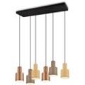 TRIO LEUCHTEN Pendelleuchte "AGUDO, Hängelampe 6-flammig exkl 6xE27 max 40W höhenverstellbar", mehrfarbige Lampenschirme in beige taupe & coffee, Esszimmerlampe, Lampen, mehrfarbig taupe, 6 flammig, Ø 12,0cm H: 150,0cm,