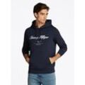 Hoodie TOMMY HILFIGER "SCRIPT LOGO HOODY" Gr. M, blau (desert sky), Herren, Sweatware, Obermaterial: 63% Baumwolle, 37% Polyester, Sweatshirts, mit aufgesticktem Logo