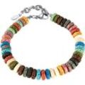 Armband FIRETTI "Schmuck Geschenk Edelstahl Armschmuck Ankerkettengliederung Regenbogen", edelstahlfarben, beige, blau, türkis, grün, oliv, braun, hellbraun, khaki, altrosa, rosa, orange, orangerot, beige, blau, türkis, grün, oliv, braun, hellbraun, khaki, altrosa, rosa, orange, orangerot, Armbänder, Edelstahl, mit Lavastein