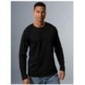 Longsleeve TRIGEMA "TRIGEMA Langarmshirt mit Knopfleiste", Herren, Gr. S, schwarz, 100% Baumwolle, casual, Langarm, Shirts