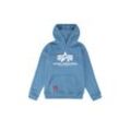 Hoodie ALPHA INDUSTRIES "Alpha Industries Kids - Hoodies Basic Hoodie Kids/Teens", Mädchen, Gr. 10, blau (airforce blau), Obermaterial: 80% Baumwolle, 20% Polyester, regular fit, Sweatshirts