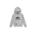 Hoodie ALPHA INDUSTRIES "Alpha Industries Kids - Hoodies Basic Hoodie Kids/Teens", Mädchen, Gr. 10, grau (grau heather), Obermaterial: 80% Baumwolle, 20% Polyester, regular fit, Sweatshirts