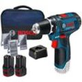 Akku-Bohrschrauber gsr 12V-15 / 2x 2,0 Ah Akku + Ladegerät inkl. Bit und Bohrer-Set im Softbag - 0615990GB0 - Bosch