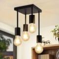 GBLY Deckenleuchte Schwarz Deckenlampe Vintage - E27 Küchenlampe 4 Flammig Retro Metall Hängend Industrial Deckenspots für küche Flur Schlafzimmer