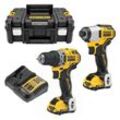 Schlagbohrmaschine-Paket + Schlagschraubendreher Brushless 12V-Lithium-2x3,0Ah mit t-stak II-Gehäuse - Dewalt