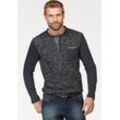 Langarmshirt ARIZONA, Herren, Gr. XXL (60/62), grau (anthrazit), Single Jersey, Obermaterial: 100% Baumwolle. Ärmel: 100% Baumwolle. Besatz: 100% Baumwolle, meliert, casual, normal, Rundhals, Langarm, Shirts, Langarm, melierte Optik, Rundhalsausschnitt mit Knopfleiste