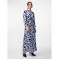 Hemdblusenkleid Y.A.S "YASSAVANNA LONG SHIRT DRESS", Damen, Gr. M (38), N-Gr, blau (clear sky aop:liro print), Web, Obermaterial: 100% Viskose, gemustert, modisch, relaxed fit lang, 3/4-Ärmel, Kleider, mit 3/4 Ärmel