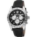 Chronograph ROBERTO CAVALLI "Uomo Chrono", schwarz (schwarz, schwarz), Armbanduhren, Herren, Quarzuhr, Armbanduhr, Herrenuhr, Lederarmband, analog, Tag