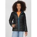 Steppjacke ALIFE & KICKIN "AndriaAK" Gr. M (38), schwarz (moonless, blau), Damen, Steppware, Obermaterial: 100% Polyester, colorblocking, Jacken, leichte, taillierte Übergangsjacke mit breiter Steppung und Kapuze