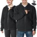 Mophorn - Beheizter Hoodie 7,4V, Unisex Sweatshirt mit 5 Heizzonen, Leichter Outdoor Pullover für Camping, Polyester-Baumwolle Schwarz