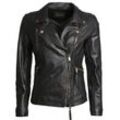 Bikerjacke JCC "7080" Gr. 38, schwarz, Damen, Obermaterial: 100% Leder, Schaf / Futter: 100% Baumwolle / Ärmelfutter: 100% Polyester, Jacken