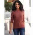 Stehkragenshirt CASUAL LOOKS "Shirt", Damen, Gr. 38, rot (rotbraun), 53% Viskose, 25% Polyester, 22% Polyamid, unifarben, Langarm, Shirts