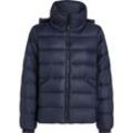 Steppjacke TOMMY HILFIGER, Damen, Gr. L (40), blau (desert sky), Obermaterial: 100% Polyamid. Futter: 100% Polyester. Wattierung: 70% Daunen, 30% Federn, modisch, regular fit, Langarm Rippbündchen, Jacken, mit Logoprägung