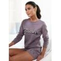 BENCH. LOUNGEWEAR Sweatshirt violett Gr. 32/34 für Damen. Rundhals und Logostickerei, Logodruck. Bequem. Nachhaltig.