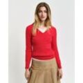 Zopfstrick V-Neck Pullover aus Stretch-Baumwolle