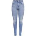 Skinny-fit-Jeans ONLY "ONLPOWER MID PUSH UP SK REA934", Damen, Gr. S (36), Länge 30, blau (special bright blau denim), Denim/Jeans, Obermaterial: 92% Baumwolle, 6% Elastomultiester, 2% Elasthan, Abriebeffekte, modisch, Jeans