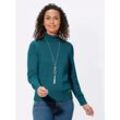 Rollkragenpullover CASUAL LOOKS "Pullover" Gr. 36, blau (petrol), Damen, 50% Baumwolle, 50% Polyacryl, unifarben, meliert, Pullover