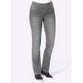 Thermojeans CASUAL LOOKS, Damen, Gr. 19, Kurzgrößen, grau (grau, denim), 81% Baumwolle, 17% Polyester, 2% Elasthan, unifarben, lang, Jeans 5-Pocket-Jeans Straight-fit-Jeans