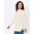 Strickpullover CASUAL LOOKS "Pullover" Gr. 36, beige (ecru), Damen, 50% Baumwolle, 50% Polyacryl, unifarben, Pullover