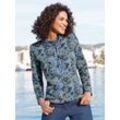 Sweatshirt CLASSIC BASICS, Damen, Gr. 50, blau (blau, grau, gemustert), 85% Baumwolle, 15% Polyester, gemustert, mehrfarbig, Langarm, Sweatshirts