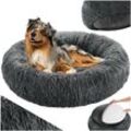 tectake® Hundebett, rund mit langem Plüsch, rutschfeste Unterseite, waschbar