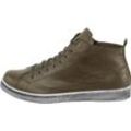 Sneaker HEINE, Damen, Gr. 36, grün (khaki), Leder, Glattleder, modisch, Schuhe Schnürboots Sneakerboots