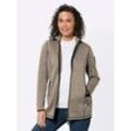 Fleecejacke CASUAL LOOKS, Damen, Gr. 36, beige (sesam, schwarz, gemustert), 100% Polyester, Paspelierung:100% Polyester, gemustert, mehrfarbig, meliert, Jacken