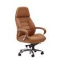 Bürostuhl FineBuy Chefsessel Echtleder Caramel Ergonomisch XXL Drehstuhl 120 kg