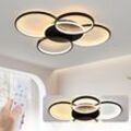 Gbly - Deckenlampe led Deckenleuchte Wohnzimmer: Wohnzimmerlampe Dimmbar 70W mit Fernbedienung 5-Ringen Schwarz Schlafzimmerlampe Modern Acryl