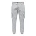 Cargohose ONLY & SONS "ONSCAM STAGE CARGO CUFF LIFE 6687 NOOS", Herren, Gr. 32, Länge 30, grau (glacier gray), Web, Obermaterial: 98% Baumwolle, 2% Elasthan, unifarben, modisch, slim fit, Hosen