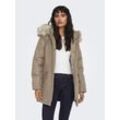 Parka ONLY "ONLNEWKATY PARKA LIFE OTW CC", Damen, Gr. S (36), beige (trench coat detail:nature fur), Web, Obermaterial: 100% Polyester, unifarben, modisch, Langarm, Jacken