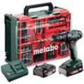 Metabo - Akku-Schlagbohrschrauber sb 18 Set, incl. 2x Akku Li-Power 2 Ah, Ladegerät, Zubehör-Set 78-tlg., Kunststoffkoffer