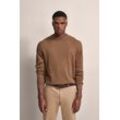 Strickpullover BUGATTI, Herren, Gr. L, braun (cognac), Sweatware, 95% Baumwolle, 5% Kaschmir, unifarben, casual, regular fit, Rundhals, Langarm Rippbündchen, Pullover, mit Geflechtstruktur