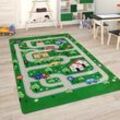 Kinderteppich PACO HOME "Chicos 559", grün, B:155cm H:2mm L:230cm, Polyester, Teppiche, Flachgewebe, Straßen-Spiel-Teppich, Kinderzimmer