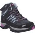 Wanderschuh CMP "RIGEL MID WMN TREKKING SHOES WP", Gr. 37, bunt (anthrazit, hellblau, pink), Leder, Textil, sportlich, Schuhe, wasserdicht, Topseller