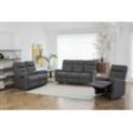 Couchgarnitur Set Sofaset Sitzgarnitur 3tlg. mit 5 Relaxfunktionen gepolstert grau