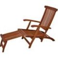 Spetebo - Eukalyptus Deckchair mehrfach verstellbar - 163 x 56 cm - Holz Gartenliege mit Fußteil klappbar - Relax Liegestuhl Sonnenliege Holzliege