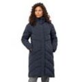 Daunenmantel JACK WOLFSKIN "MARIENPLATZ COAT W" Gr. XL, blau (night blau), Damen, Obermaterial: 87% Polyamid, 13% Elasthan. Futter: 100% Polyester. Wattierung: 90% Daunen, 10% Federn, Mäntel, mit Kapuze