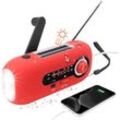 CCYKXA (Rot) Tragbares Solarradio, Dynamo-Radio, Solarradio mit SOS-Alarm für Notfälle, kleines Radio, wasserdichtes IPX3-Radio, AM/FM-Kurbelradio,