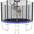 KINETIC SPORTS Trampolin Outdoor SALTO Ø 183/244/305/366/400/430/490 cm - Kindertrampolin Set mit Leiter, Netz, Randpolster, USA Sprungtuch - Gartentrampolin, bis zu 160kg Blau-4 Ø 275 cm Ø 275 cm, Blau-4