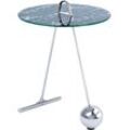 Beistelltisch KAYOOM "Pendulum 525, mit runder Tischplatte", schwarz (silber, schwarz), B:46cm H:60cm T:46cm, Stahl, Glas, Tische, Marmoroptik, Gestell im Pendel-Design, praktisch tragbar