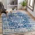 Teppich SURYA "SYRACUSA", blau, B:120cm H:12mm L:170cm, Kunstfaser, Teppiche, Vintage Orientteppich, Kurzflor Boho Wohnzimmerteppich, Läufer