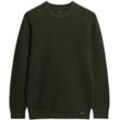 Strickpullover SUPERDRY "TEXTURED CREW KNIT JUMPER", Herren, Gr. XL, thyme grün, Strick, Obermaterial: 100% Baumwolle, unifarben, casual, slim fit, Rundhals, Pullover, mit strukturiertem Waffelstrickmuster