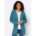 Strickjacke CASUAL LOOKS, Damen, Gr. 38, blau (petrol, meliert), 54% Baumwolle, 46% Polyacryl, meliert, unifarben, Langarm, Strickjacken