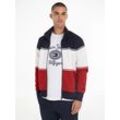 Sweatjacke TOMMY HILFIGER "COLOURBLOCK TRACK JACKET", Herren, Gr. L, bunt (desert sky, multi), Sweatware, Obermaterial: 54% Polyester, 39% Baumwolle, 7% Elasthan, casual, Langarm Rippbündchen, Sweatjacken, mit Stehkragen